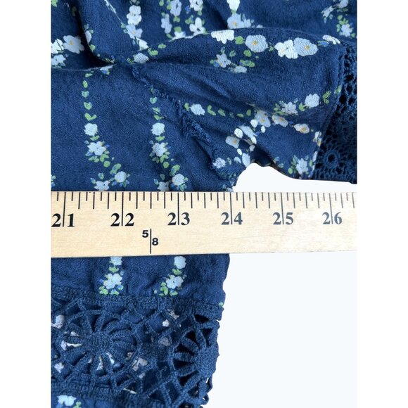 Free People Bali Tate Navy Floral Lace-Trimmed Bodysuit Open Back Size XL - Picture 3 of 16